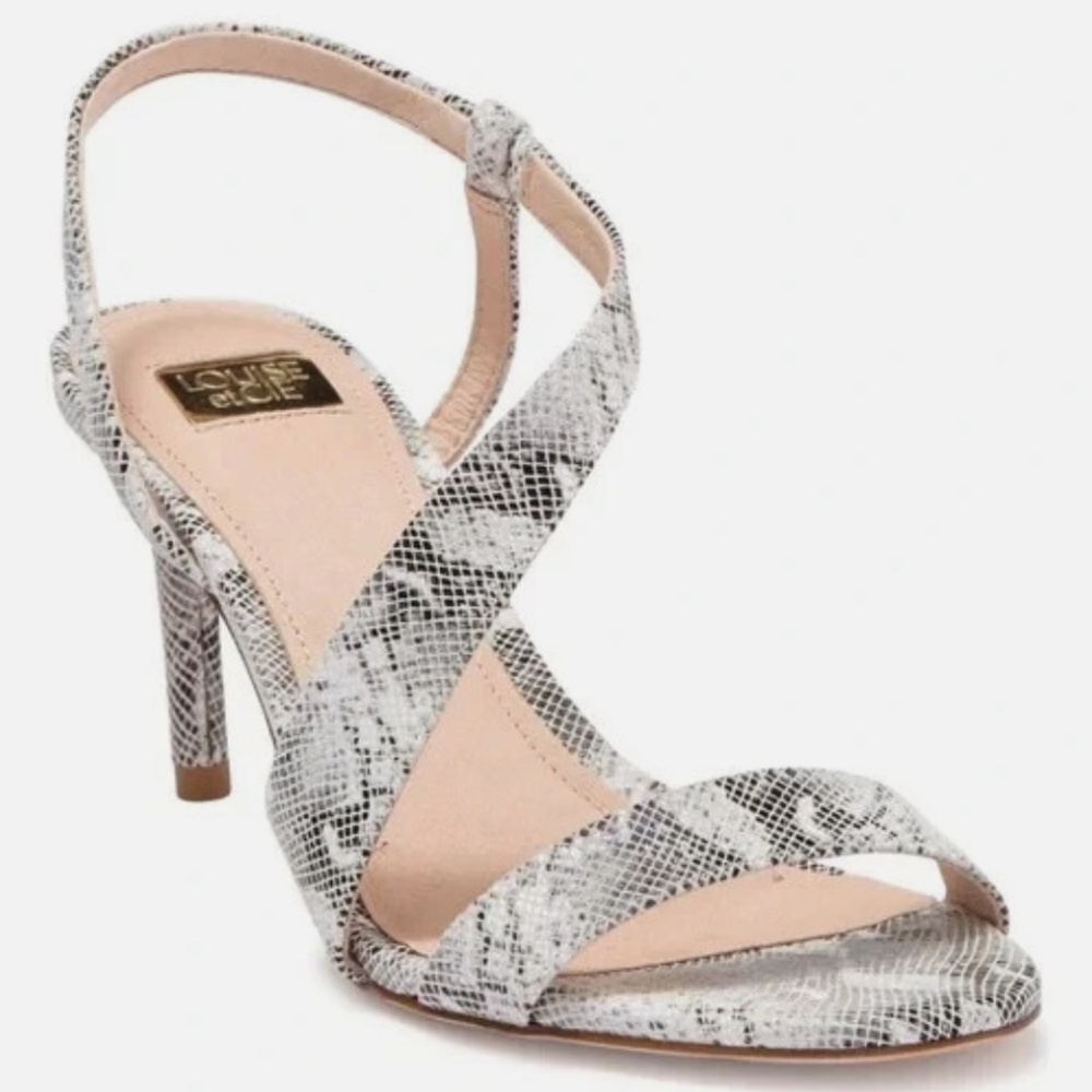 Louise et Cie Kass Lizard Snakeprint Embossed Stiletto Slingback Sandal Sz 8.5M